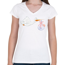 PRINTFASHION Baby - Női V-nyakú póló - Fehér női póló
