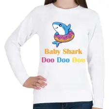 PRINTFASHION Baby shark - Női pulóver - Fehér női pulóver, kardigán