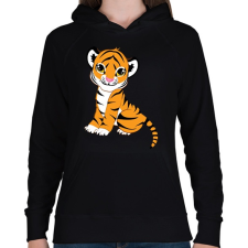 PRINTFASHION Baby Tiger - Női kapucnis pulóver - Fekete női pulóver, kardigán