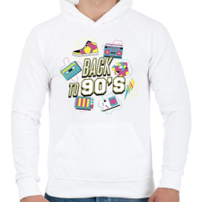 PRINTFASHION Back to the 90's - Férfi kapucnis pulóver - Fehér férfi pulóver, kardigán
