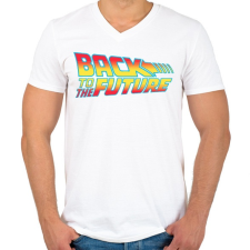 PRINTFASHION Back To The Future - Férfi V-nyakú póló - Fehér férfi póló