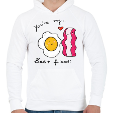 PRINTFASHION Bacon és tojás - Férfi kapucnis pulóver - Fehér férfi pulóver, kardigán