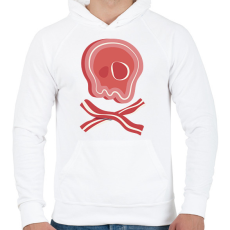 PRINTFASHION Bacon koponya - Férfi kapucnis pulóver - Fehér