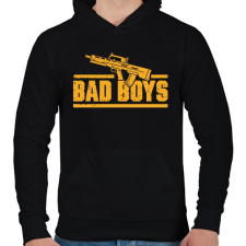 PRINTFASHION Bad boys gun - Férfi kapucnis pulóver - Fekete férfi pulóver, kardigán