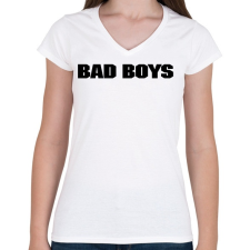 PRINTFASHION BAD BOYS - Női V-nyakú póló - Fehér női póló