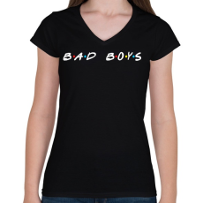 PRINTFASHION Bad boys - Női V-nyakú póló - Fekete