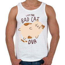 PRINTFASHION Bad Cat - Férfi atléta - Fehér atléta, trikó