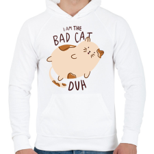 PRINTFASHION Bad Cat - Férfi kapucnis pulóver - Fehér férfi pulóver, kardigán