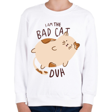 PRINTFASHION Bad Cat - Gyerek pulóver - Fehér