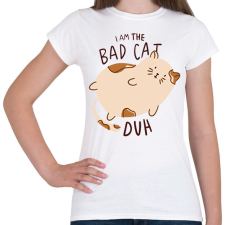 PRINTFASHION Bad Cat - Női póló - Fehér női póló