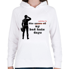 PRINTFASHION bad hair - Női kapucnis pulóver - Fehér női pulóver, kardigán