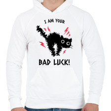 PRINTFASHION bad luck - Férfi kapucnis pulóver - Fehér férfi pulóver, kardigán