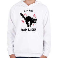 PRINTFASHION bad luck - Gyerek kapucnis pulóver - Fehér gyerek pulóver, kardigán