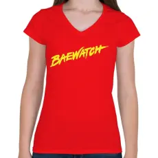 PRINTFASHION BAEwatch - Női V-nyakú póló - Piros