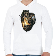 PRINTFASHION Baglyok - Férfi kapucnis pulóver - Fehér férfi pulóver, kardigán