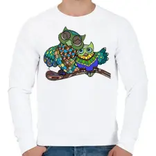 PRINTFASHION Baglyok - Férfi pulóver - Fehér férfi pulóver, kardigán