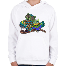 PRINTFASHION Baglyok - Gyerek kapucnis pulóver - Fehér