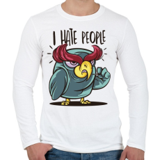 PRINTFASHION Bagoly - antIszociális -  hate people - Férfi hosszú ujjú póló - Fehér