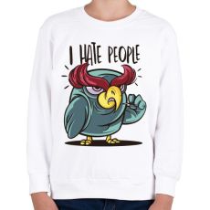 PRINTFASHION Bagoly - antIszociális -  hate people - Gyerek pulóver - Fehér