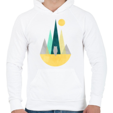 PRINTFASHION Bagoly és hegyek - Férfi kapucnis pulóver - Fehér