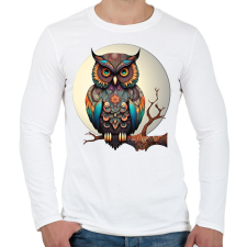 PRINTFASHION Bagoly - Férfi hosszú ujjú póló - Fehér férfi póló