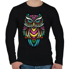 PRINTFASHION Bagoly  - Férfi hosszú ujjú póló - Fekete férfi póló