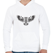 PRINTFASHION Bagoly - Férfi kapucnis pulóver - Fehér férfi pulóver, kardigán