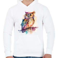 PRINTFASHION Bagoly  - Férfi kapucnis pulóver - Fehér férfi pulóver, kardigán