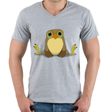 PRINTFASHION Bagoly - Férfi V-nyakú póló - Sport szürke