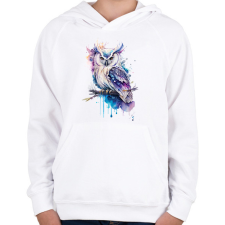 PRINTFASHION Bagoly  - Gyerek kapucnis pulóver - Fehér gyerek pulóver, kardigán