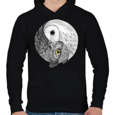 PRINTFASHION Bagoly jin jang - Férfi kapucnis pulóver - Fekete