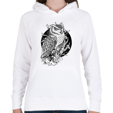 PRINTFASHION bagoly - Női kapucnis pulóver - Fehér