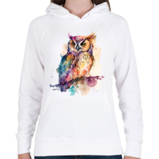 PRINTFASHION Bagoly  - Női kapucnis pulóver - Fehér női pulóver, kardigán