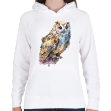 PRINTFASHION Bagoly  - Női kapucnis pulóver - Fehér női pulóver, kardigán