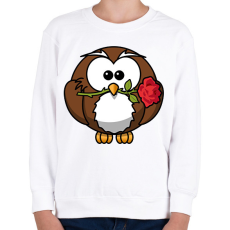 PRINTFASHION Bagoly rózsaszállal - Gyerek pulóver - Fehér