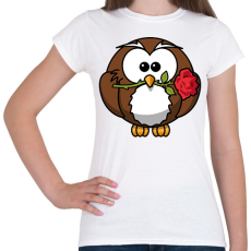 PRINTFASHION Bagoly rózsaszállal - Női póló - Fehér