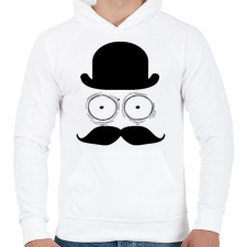 PRINTFASHION bajusz - Férfi kapucnis pulóver - Fehér férfi pulóver, kardigán