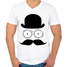 PRINTFASHION bajusz - Férfi V-nyakú póló - Fehér férfi póló