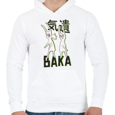 PRINTFASHION BAKA meme rabbits - Férfi kapucnis pulóver - Fehér férfi pulóver, kardigán