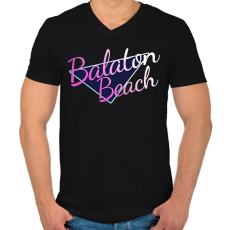 PRINTFASHION Balaton Beach - Férfi V-nyakú póló - Fekete