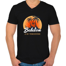 PRINTFASHION BALATON - Férfi V-nyakú póló - Fekete