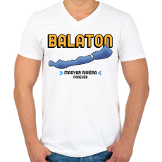 PRINTFASHION BALATON magyar riviéra - Férfi V-nyakú póló - Fehér