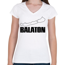 PRINTFASHION balaton - Női V-nyakú póló - Fehér