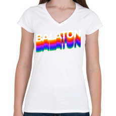 PRINTFASHION Balaton - Női V-nyakú póló - Fehér