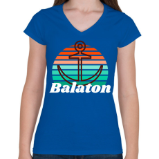 PRINTFASHION Balaton - Női V-nyakú póló - Királykék