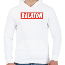 PRINTFASHION Balaton - Piros háttér - Férfi kapucnis pulóver - Fehér férfi pulóver, kardigán