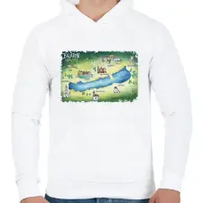 PRINTFASHION Balaton térkép - Férfi kapucnis pulóver - Fehér férfi pulóver, kardigán