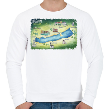 PRINTFASHION Balaton térkép - Férfi pulóver - Fehér férfi pulóver, kardigán