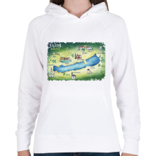 PRINTFASHION Balaton térkép - Női kapucnis pulóver - Fehér női pulóver, kardigán