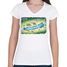 PRINTFASHION Balaton térkép - Női V-nyakú póló - Fehér női póló